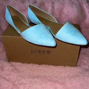 J. Crew Sky Blue Zoe D’Orsay Suede Flats Size 8 BNIB!